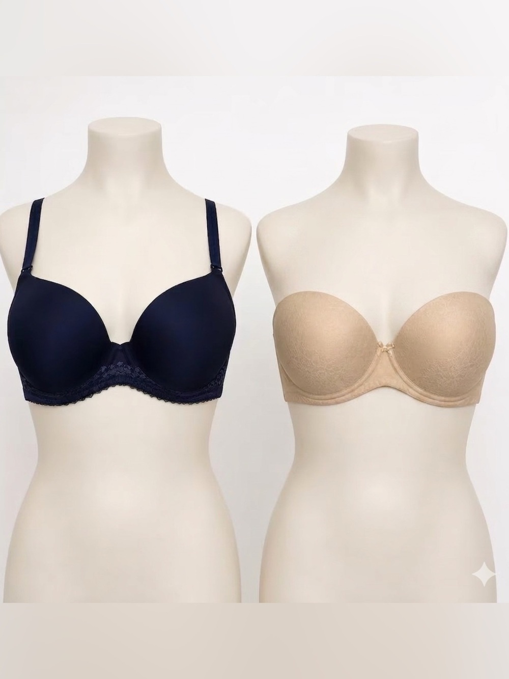 Fantasie Set Of 2 T-Shirt Underwired Bra - Navy and Nude Strapless Size 34DDD